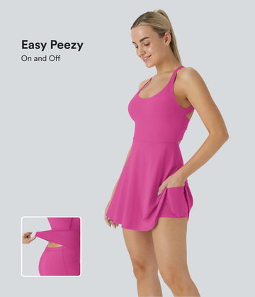 Airy Backless Twisted Cool Touch Dance Active Dress-Easy Peezy Edition