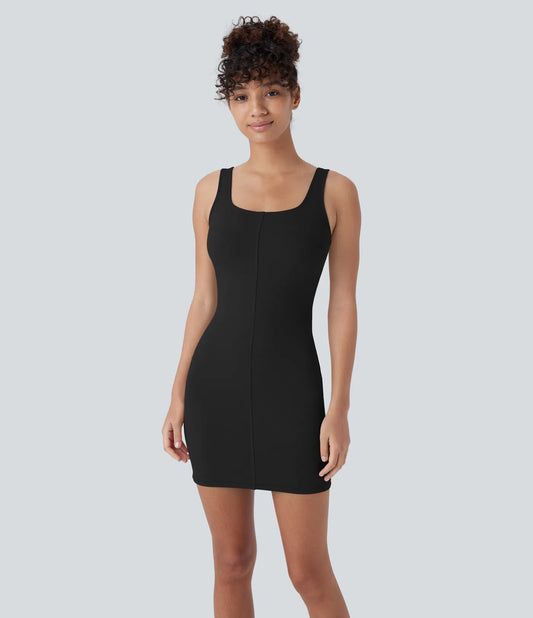Square Neck Backless Bodycon Mini Dance Tank Dress