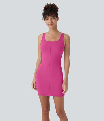 Square Neck Backless Bodycon Mini Dance Tank Dress