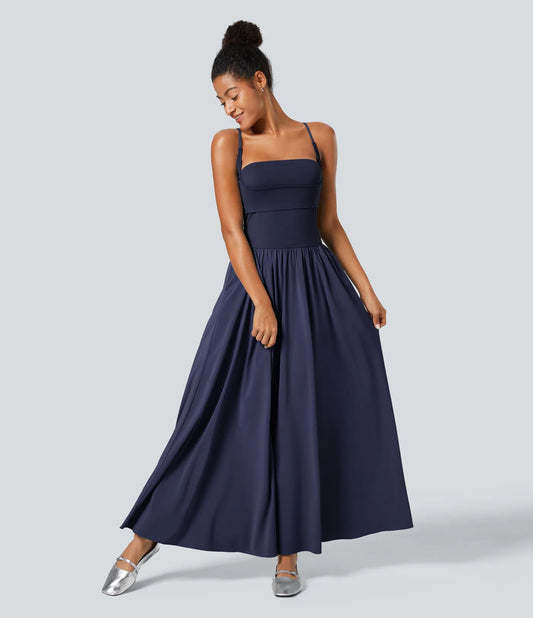 Breezeful™ Backless Side Pocket Flowy Flare Maxi Quick Dry Casual Slip Dress