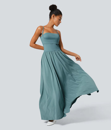 Breezeful™ Backless Side Pocket Flowy Flare Maxi Quick Dry Casual Slip Dress